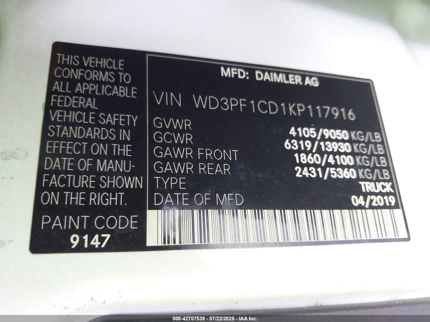 2019 Mercedes-benz Sprinter
